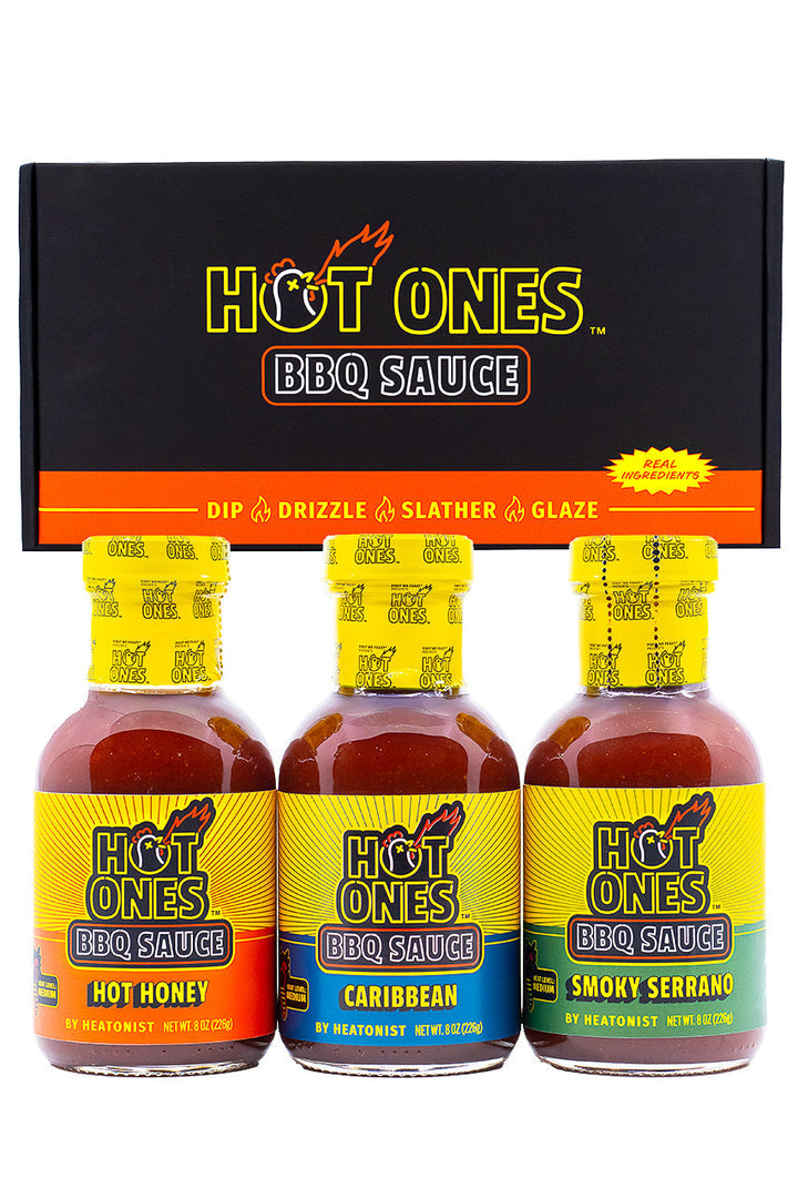 Hot Ones BBQ Trio Pack (Hot Honey / Caribbean / Smoked Serrano) U4